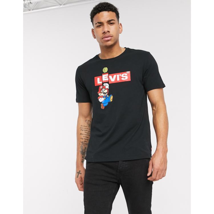 Levi s x Super Mario boxtab bing logo t shirt in black