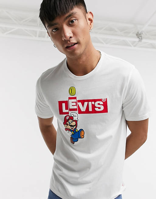 Levi's x Super Mario boxtab bing logo t-shirt in white | ASOS
