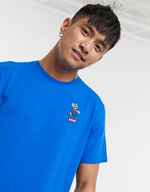 Gedeeltelijk Academie kapok Levi's x Super Mario Luigi logo t-shirt in blue | ASOS