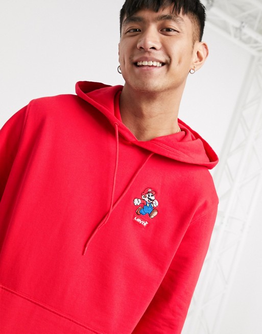 Levi's x Super Mario small batwing patch hoodie in red