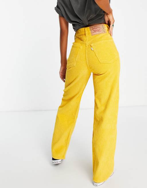 Womens yellow corduroy store trousers