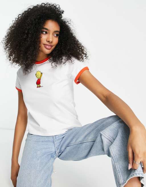 Levi's x The Simpsons – Lisa – Biały T-shirt z czerwoną lamówką 