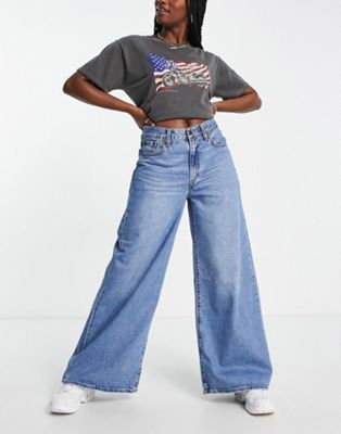 Levi's XL flood flare jean in blue  - ASOS Price Checker