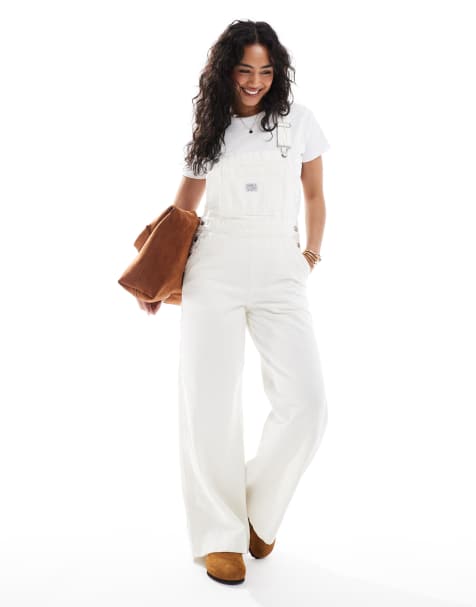 Levi's – XL – Jeans-Latzhose in Weiß mit geradem Bein - view 1