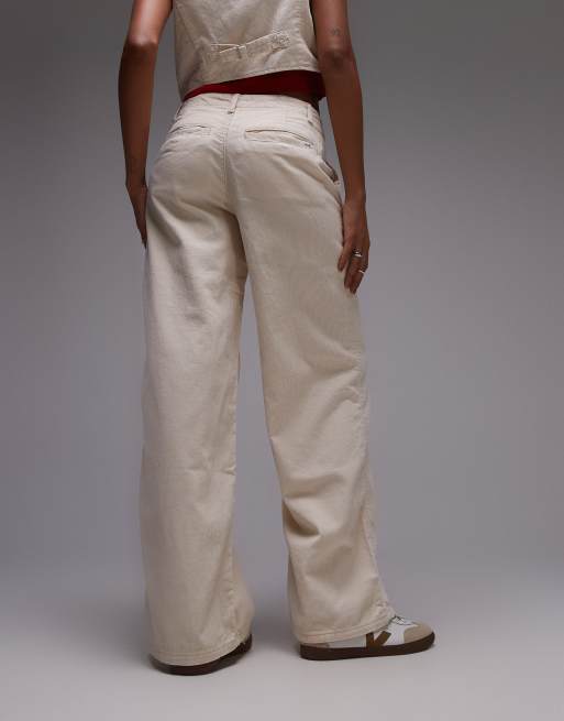 Levi's – XL – Locker geschnittene Cord-Hose in Schwanenweiß-Beige mit mittelhohem Bund, Kombiteil, 2 von 5