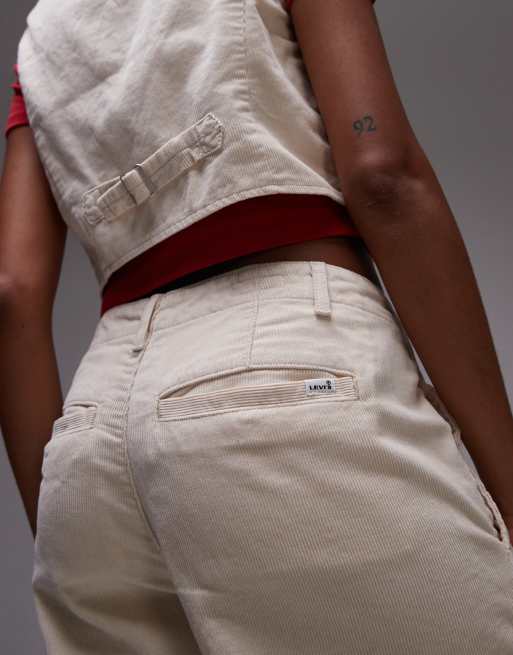 Levi's – XL – Locker geschnittene Cord-Hose in Schwanenweiß-Beige mit mittelhohem Bund, Kombiteil, 3 von 5
