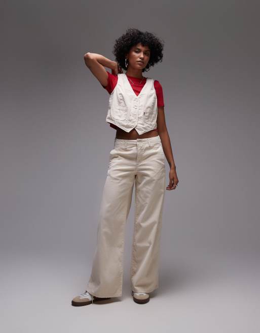 Levi's XL mid waist loose cord pants in white swan beige (part of a set)
