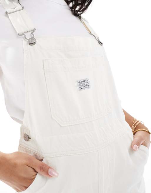 【関税込み】Levi's ホワイト XL デニムオーバーオール Levi's XL straight leg denim overalls in white | ASOS