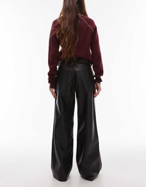 Levi's XL straight loose fit faux leather jeans in black ASOS