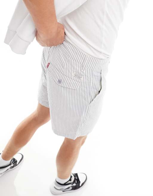 Levi's - XX Authentic - Short à fines rayures - Blanc et bleu marine