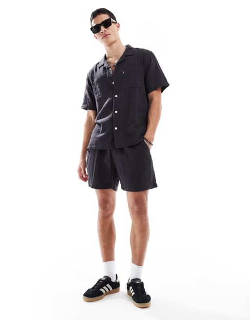 Levi's XX Chino Bay drawcord seersucker chino shorts in black (part of a set)
