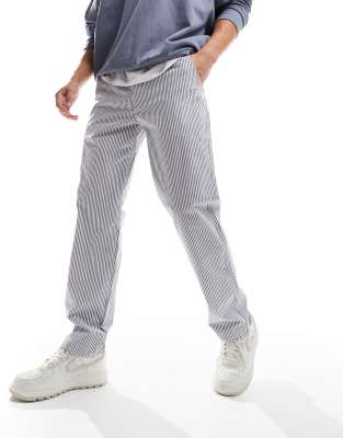 Pantalon Droit Comptoir Des Cotonniers - Taille 42, Rayures Blanc-gris, Coton, Occasion Parfait