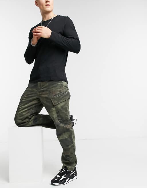 Levi s xx taper fit ocean camo print cargo trousers in burnt olive