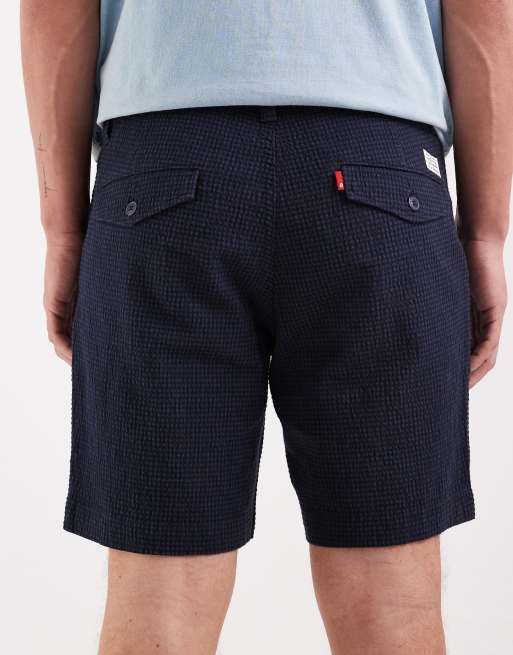Levi's XX ternede seersucker afslappede chinoshorts i navy, 4 af 5
