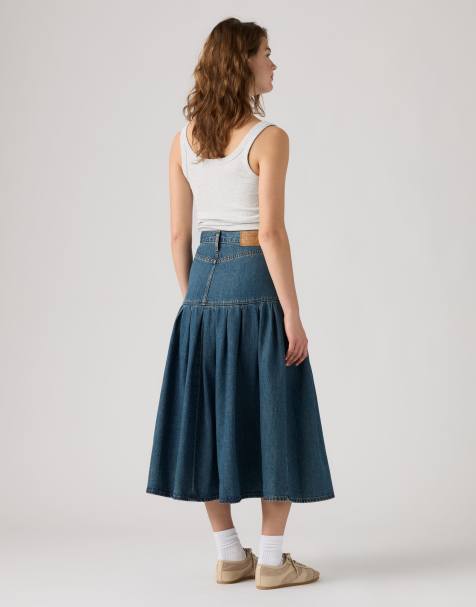 Levi's Yoked pleated skirt in blue - view 1
