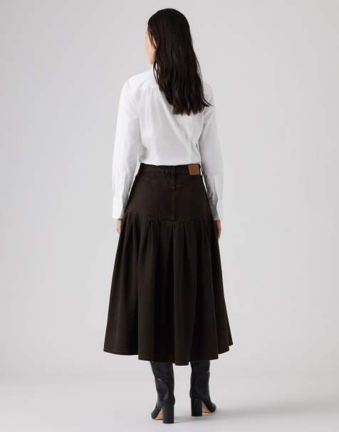 Levi's Yoked pleated skirt in brown - view 1