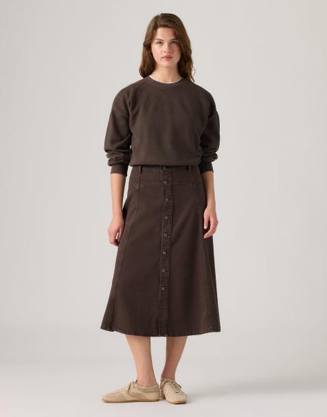 Levi's Yoked western button-down midi skirt in brown - view 1