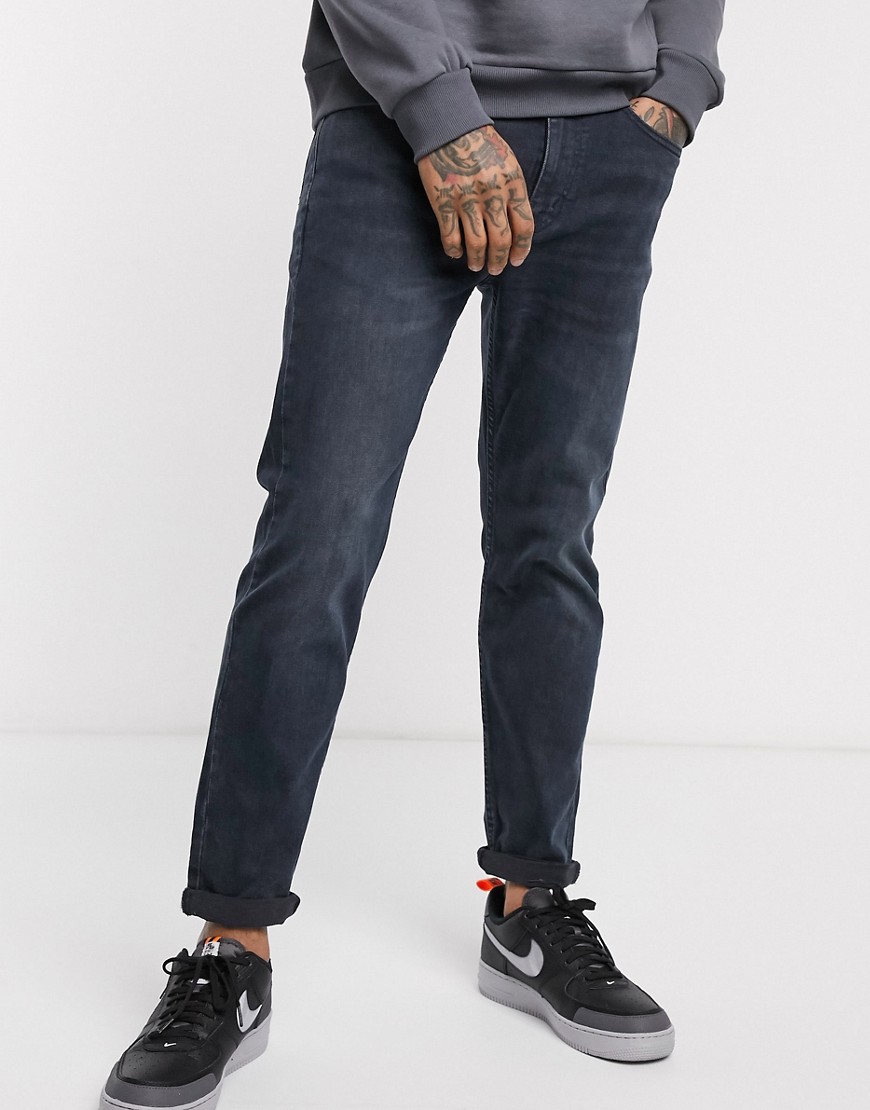 Levi's – Youth 502 – Mörkblå hi-ball-jeans med stretch, avsmalnande passform och normal midja