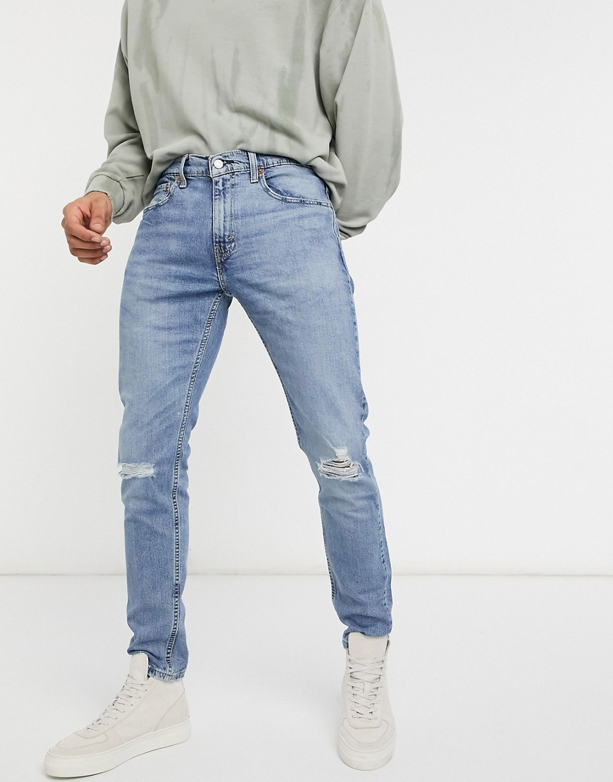 Levi's - Youth 512 - Slanke toelopende distressed jeans met Dolf Metal geavanceerde medium wassing-Blauw