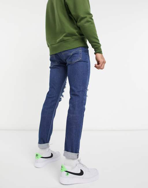 Levi's - Youth 512 - Tapered slim-jeans med sliddetaljer i mørk vask, 2 af 4
