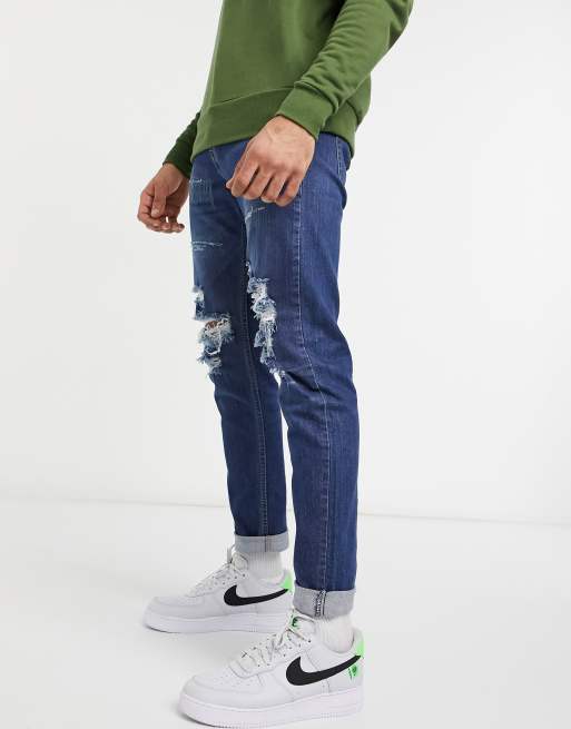 Levi's - Youth 512 - Tapered slim-jeans med sliddetaljer i mørk vask, 4 af 4