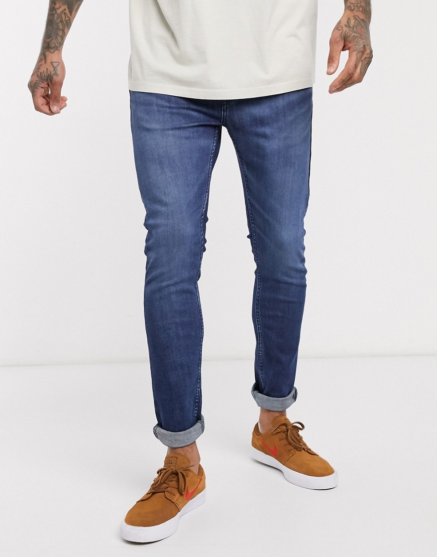 Levi's – Youth 519 – Hi-ball roll – Mörkblå superskinny jeans med avancerad stretch i vintage Myers day-tvätt