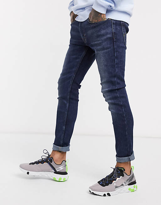 Levi's Youth 519 super skinny fit hi-ball roll jeans in can can advanced  stretch dark wash | ASOS