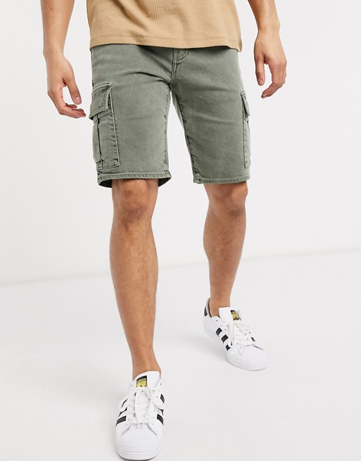 Levi's Youth cargo shorts in tortilla washed green