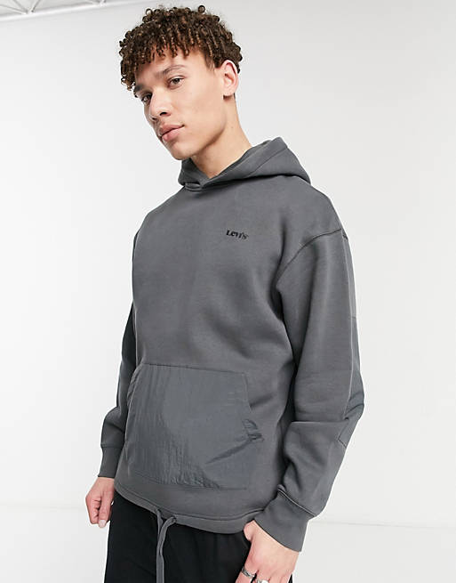 Levi's Youth drawstring hem relaxed fit hoodie in dark gray | ASOS