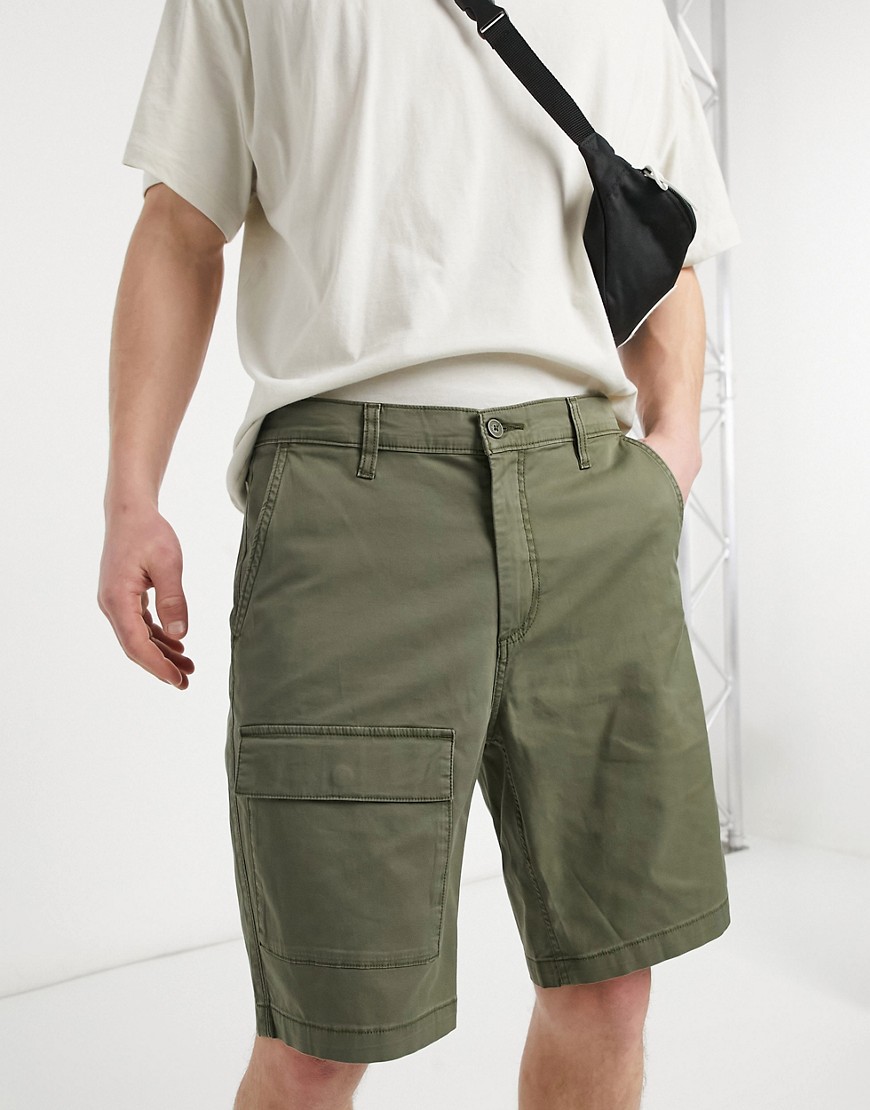 Levi's Youth Mariner patch pocket lightweight twill cargo shorts in olive night-Green