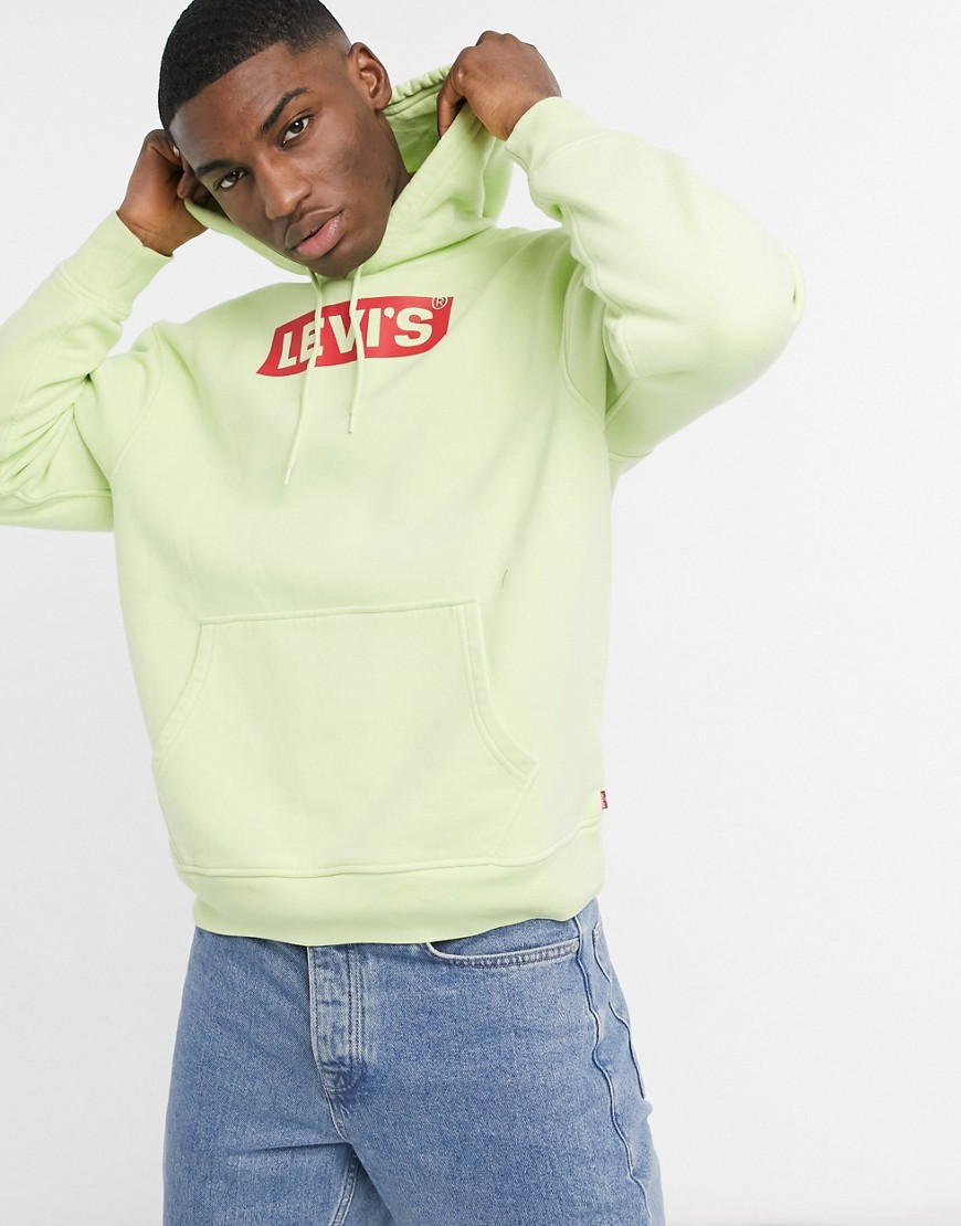 Levi's Youth relaxed fit box tab logo hoodie in shadow lime green
