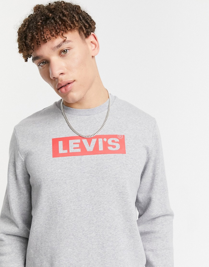 Levi's Youth relaxed fit box tab logo sweatshirt in gray heather-Grey