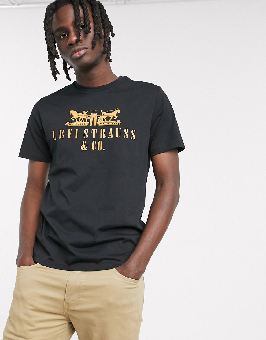 Levi's - Youth - T-shirt nero minerale con logo e 2 cavalli