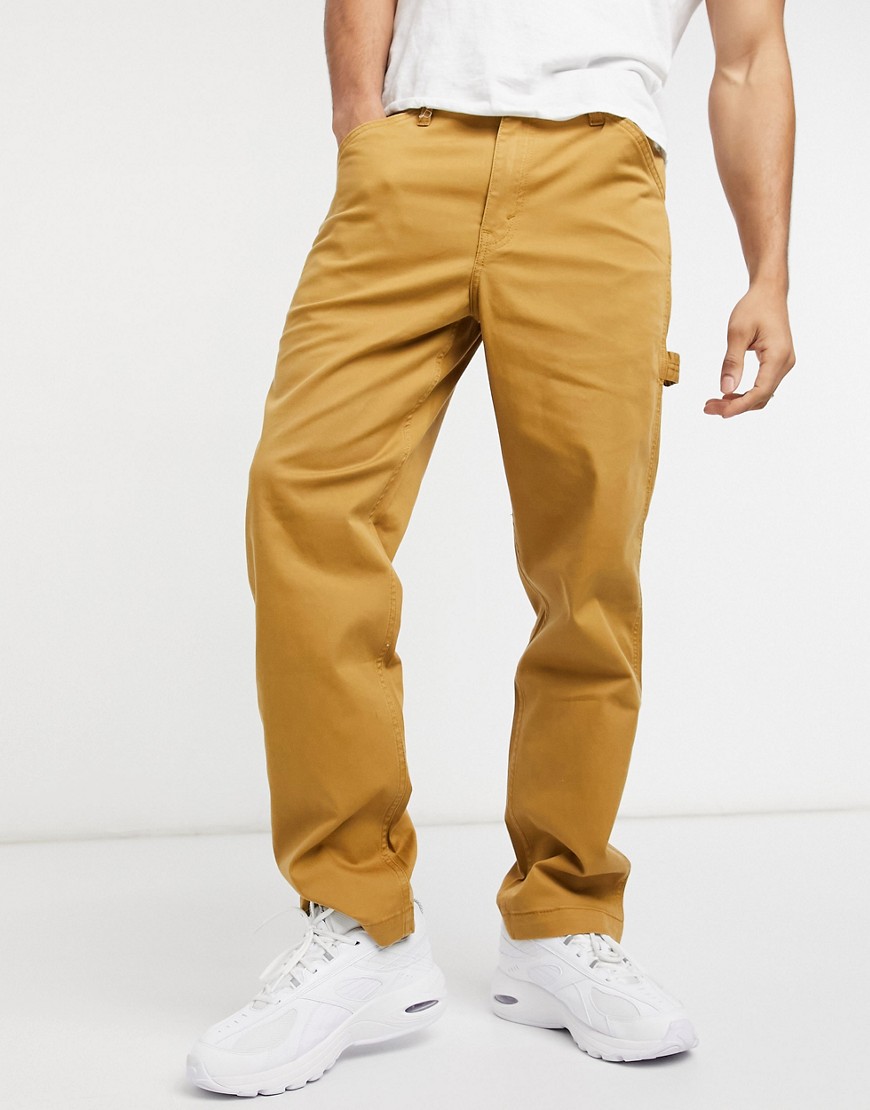 Levi's Youth tapered fit carpenter pants in medal bronze tan-Brown