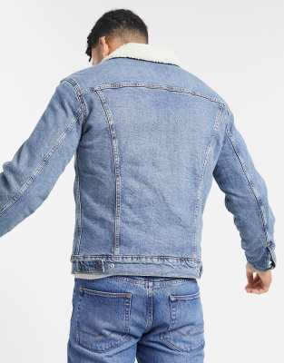 long denim coat with sherpa lining