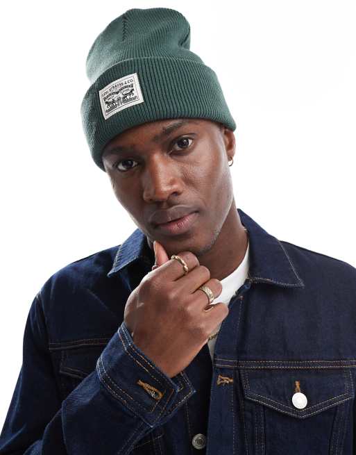 Levi's – Zielona dzianinowa czapka beanie z naszywką z logo