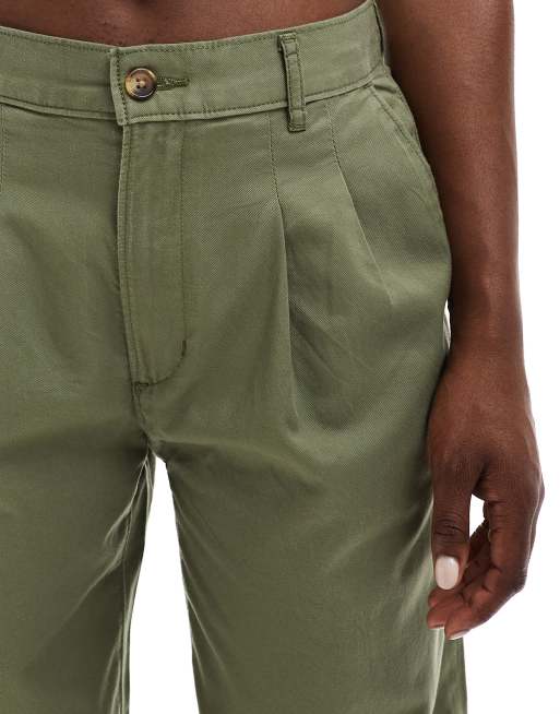Levi's – Zielone spodnie z diagonalu z szerokimi nogawkami i zakładkami, 4 z 5