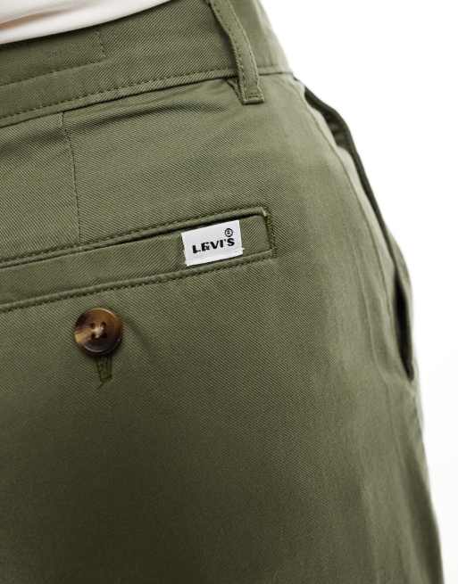 Levi's – Zielone spodnie z diagonalu z szerokimi nogawkami i zakładkami, 5 z 5