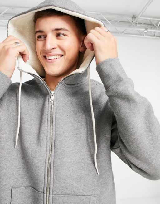 Levi's zip through hoodie in grey with borg lining | ASOS