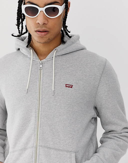 Levi's zip up logo hoodie in grey | ASOS