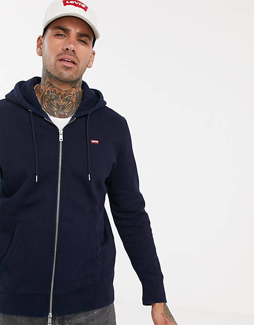 Levi's zip up logo hoodie in navy | ASOS