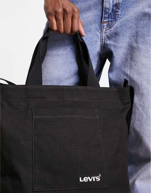 Black zip shop up tote bag