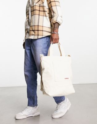 Levi's zip up tote bag with additional long strap in cream