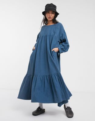 LF Markey kelvin trapeze midi dress in denim blue | ASOS