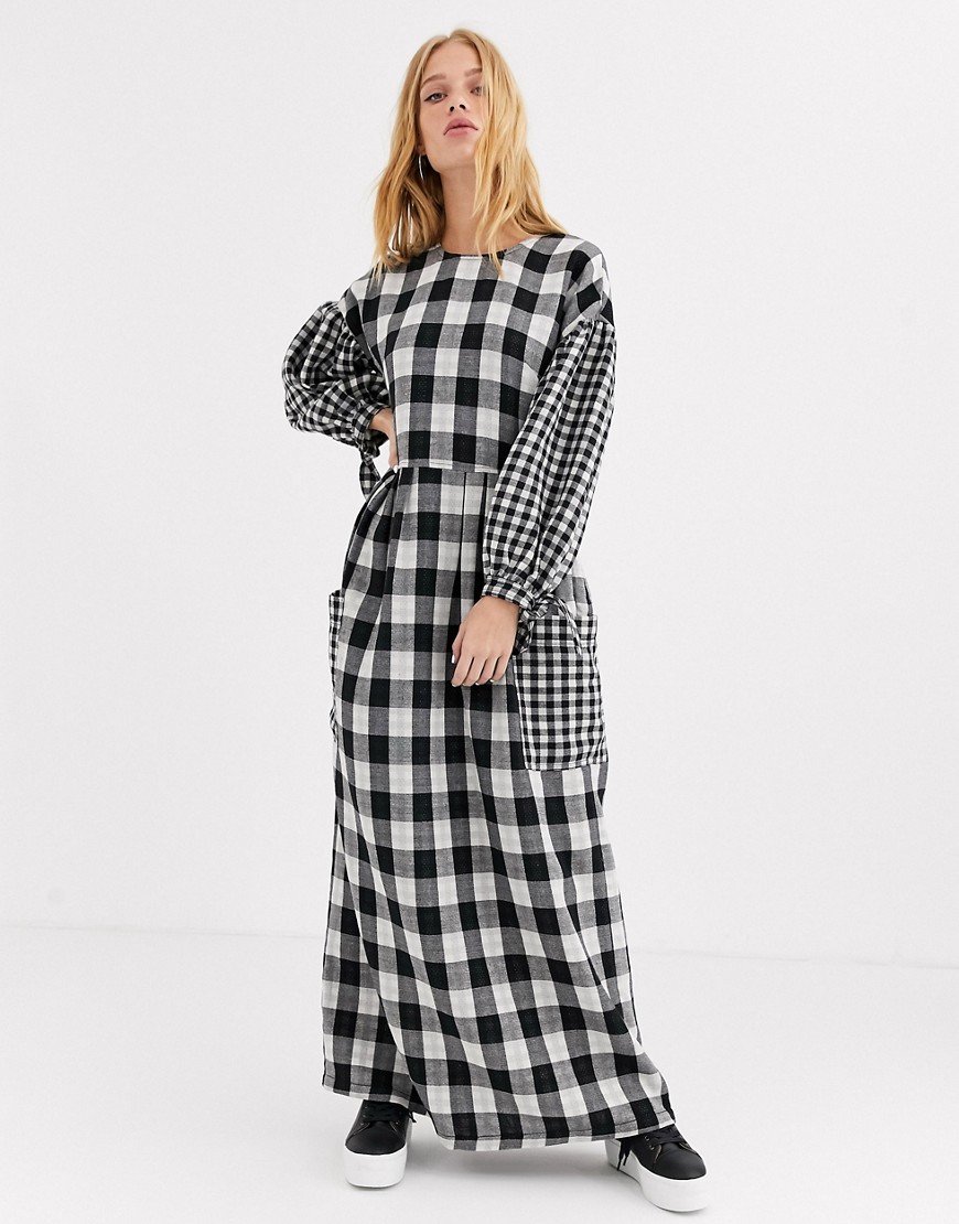 L.F.Markey Joe - Midi-jurk met gingham-ruit-Zwart