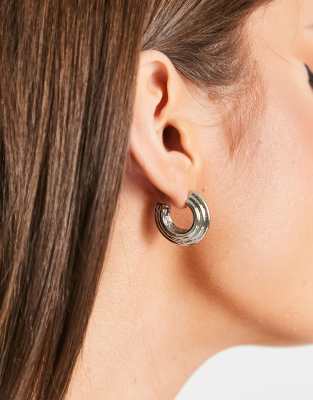 Liars and Lovers ribbed hoop earrings in silver