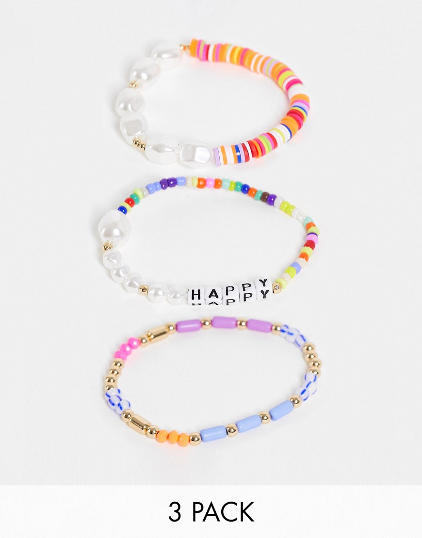 Liars & Lovers 3-pack Happy bead and pearl bracelets in rainbow-Multi