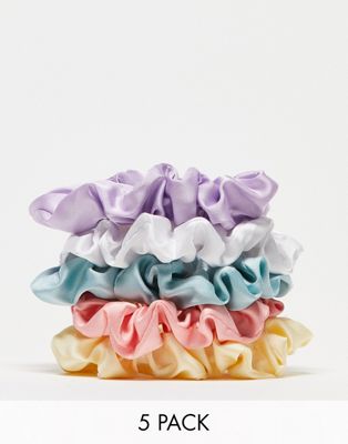 Liars & Lovers 5 pack mini satin scrunchies in multi