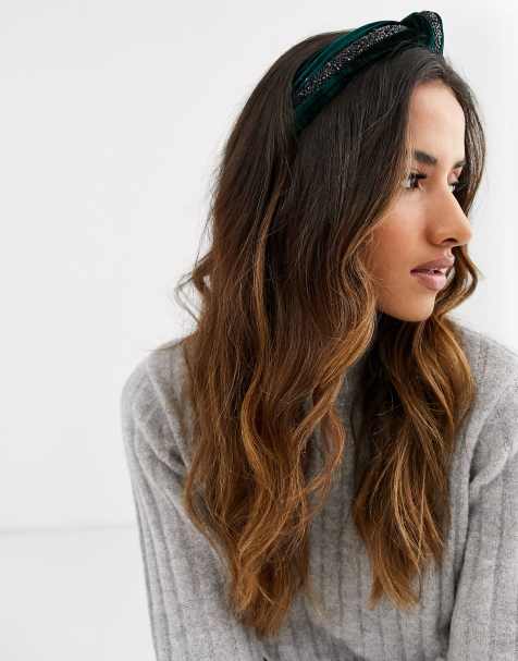Liars & Lovers - Bandeau en velours avec strass noirs - Vert