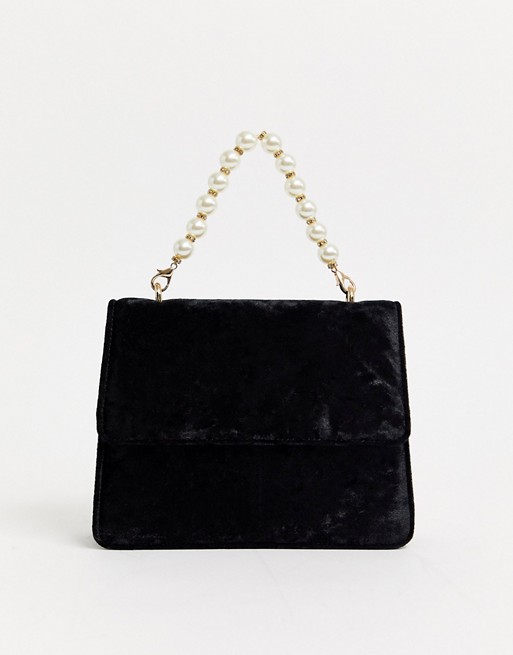 Liars & Lovers black velvet bag with pearl handle detail